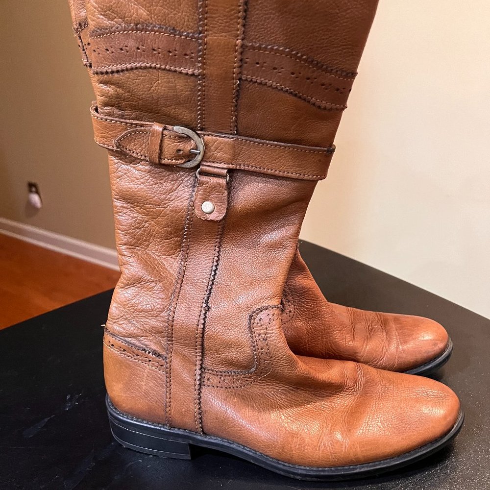 Hobbs of London tan leather UK42/us 12 tall zippered boot